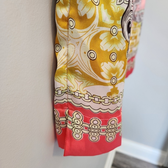 Jennifer Lopez Colorful Print Silky 3/4 Sleeves Summer Fashion Dress sz L - Picture 5 of 13